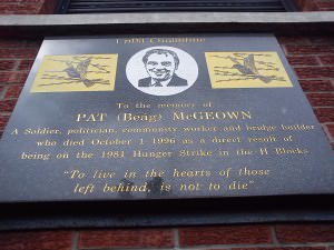 Pat McGeown memorial - "To live in the hearts of those left behind, is not to die"