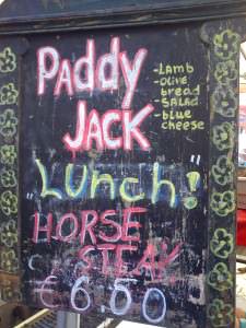 Saturday weekend food market in Dublin, Irish horse meat