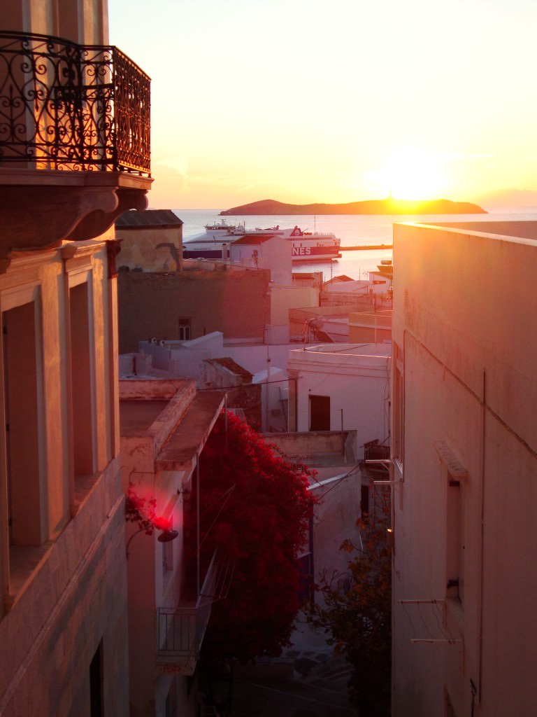 Sunrise from our lovely little apartment in Syros. best greek cyclades island 