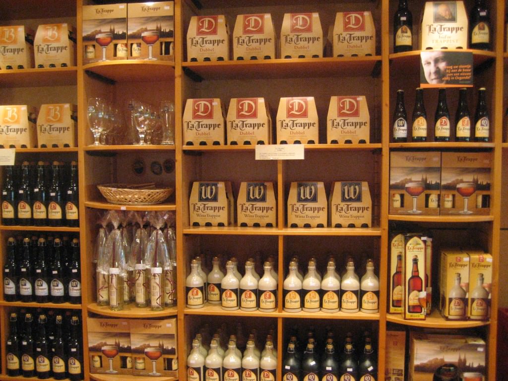 Many styles of La Trappe in the abbey's gift shop