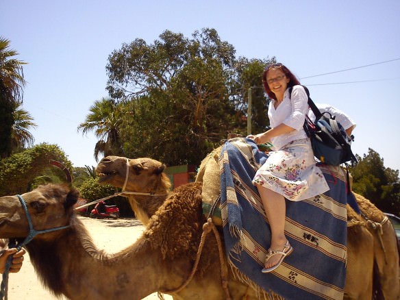 Bell riding a camel, fun times, Day trip to Tangier