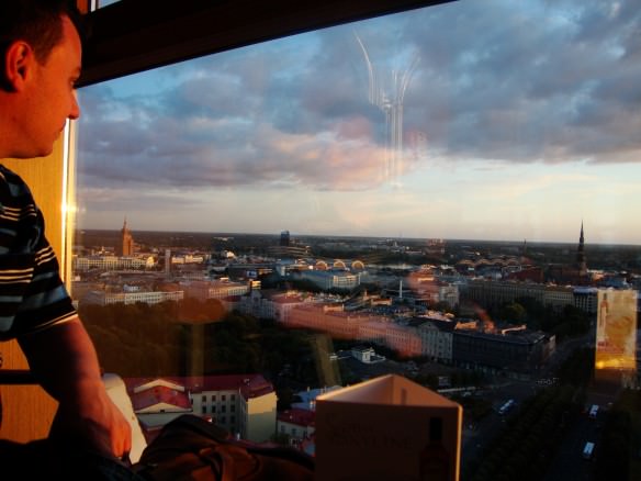 Alex looking out over the city of Riga