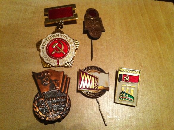 Soviet pins, ridiculous Latgale Tirgus flea market