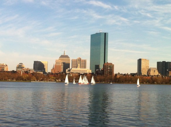 Sail boats on the Charles River during warmer months are a picturesque site.
