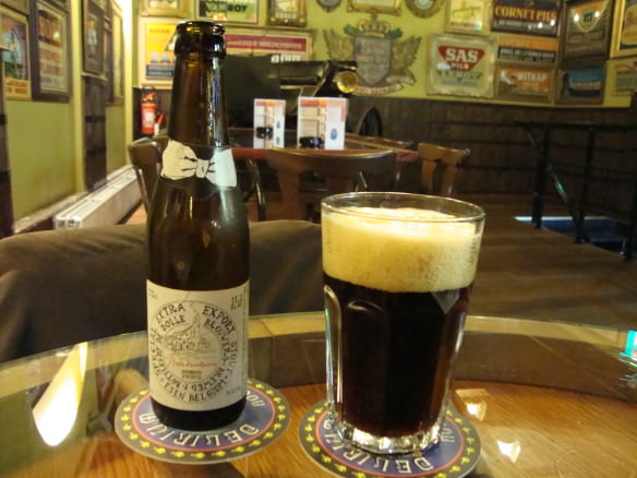 De Dolle stout at the upstairs bar of the Delirium Cafe, Biggest beer selection in the world