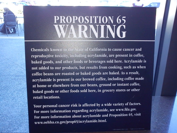 Health warning at a Starbucks in California, surprises international travelers when they visit the USA