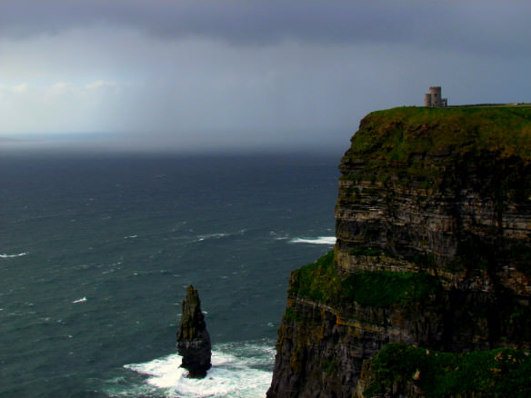 Cliffs of Moher with the rain coming in