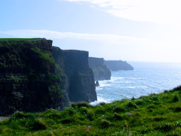 Cliffs of Moher with the sun shining down