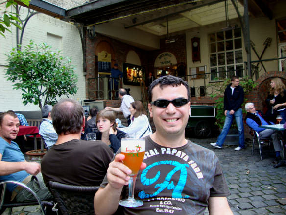 Alex at De Halve Maan brewery terrace