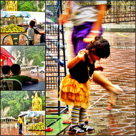 Batu Caves - collage of rainy scenes