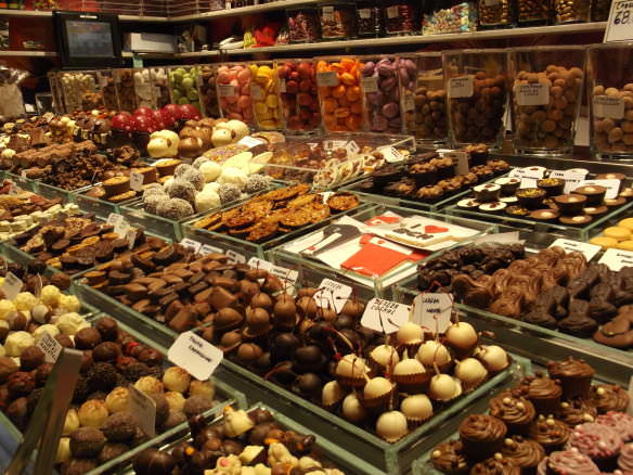 Spanish market food - chocolates on display