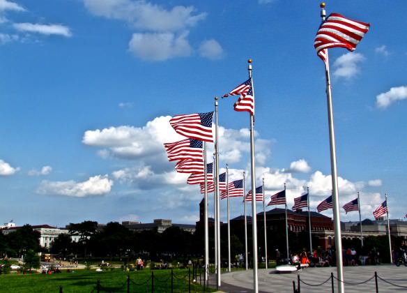 American flags at the Washington Monument