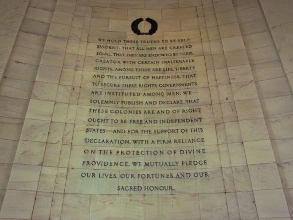 Jefferson Memorial- excerpt from Declaration of Independence