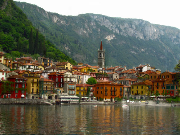 Varenna, an Italian village with the alps in the background