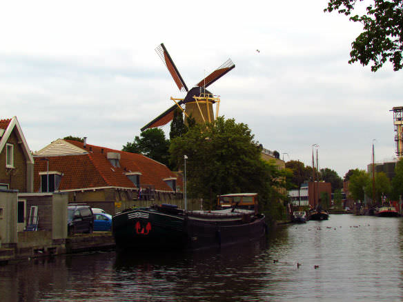 Gouda windmill on the canal