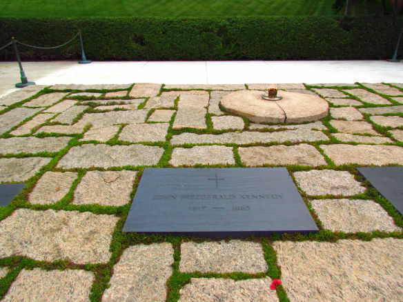 The grave of President John F. Kennedy is surrounded by some of his most memorable quotes, with memorable views of Washington DC.