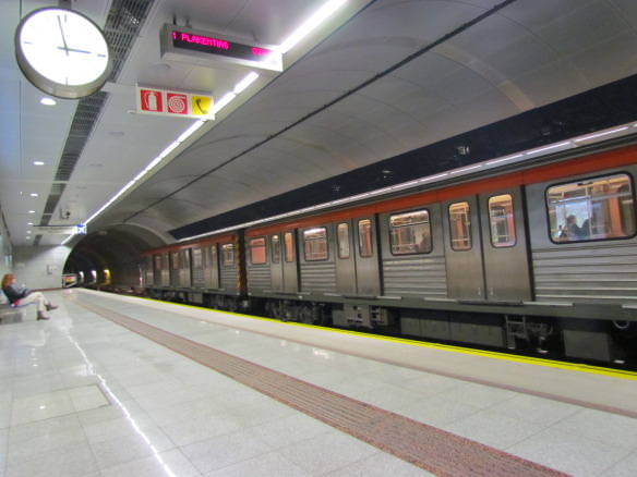 A typical Athens metro stop- clean, efficient and reliable.