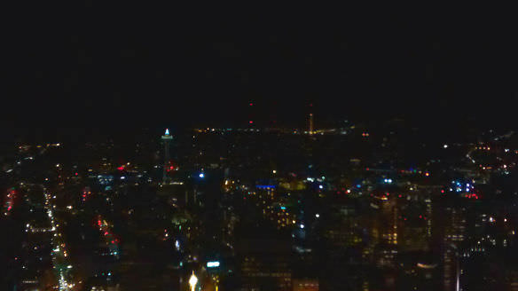 The money shot in poor 70's style photography- looking down at the Space Needle from the observation deck of the Columbia Center.