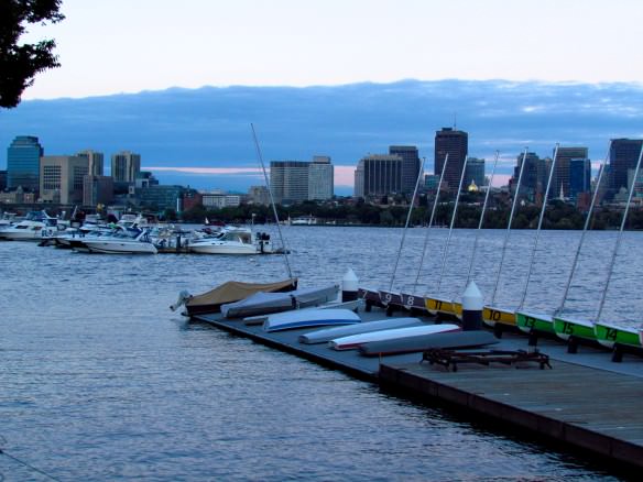 Boston from the Charles River, near the campus of MIT.