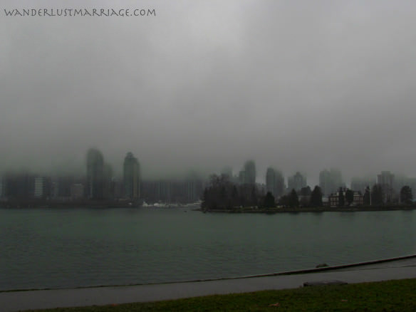 Beautiful Vancouver draped in thick fog.