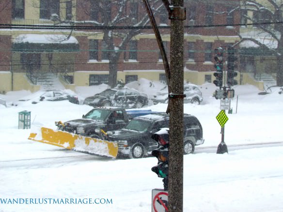 Snow plows in Boston