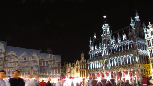 Brussels Grand Place lit up at night