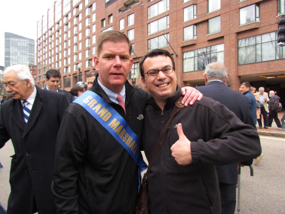 My signature pose, with Boston Mayor Marty Walsh, Grand Marshall of the 2015 Greek Independence Day Parade.