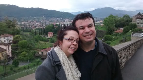 hilltop view of the surrounding area from Bergamo, Italy's Città Alta upper district