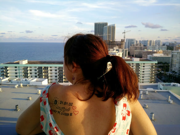 Hollywood Beach Florida balcony tattoo closeup