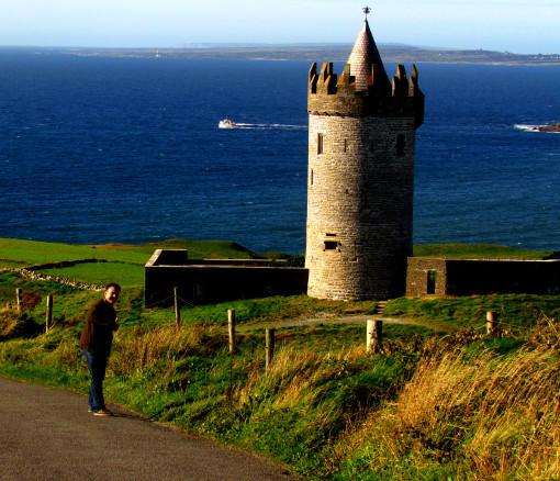 A;ex with a Castle and the sea in the background in County Clare