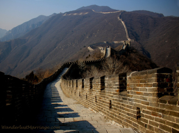 The Great Wall of China at winter time, there are almost no tourists, Mutianyu section