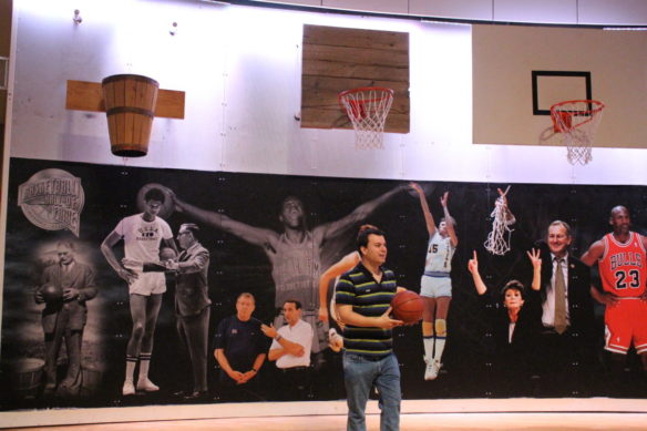 shooting hoops at the basketball hall of fame, Western Massachusetts