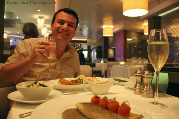 Romantic seafood diner on Norwegian Cruise Lines