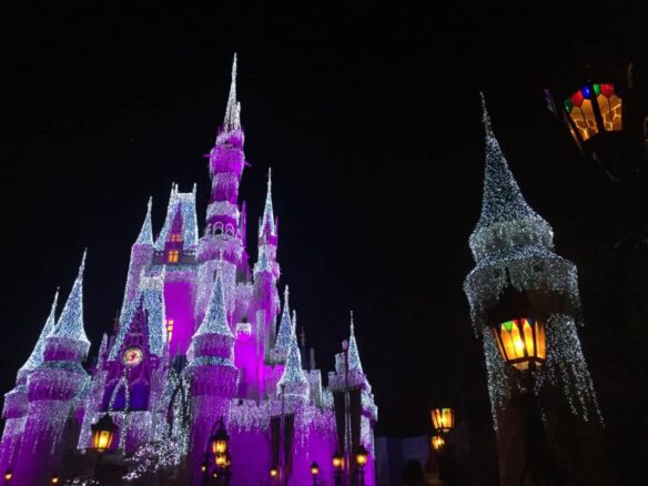 Cinderella's Castle at Christmas, Orlando. Tips for Visiting Disney World Over the Holidays