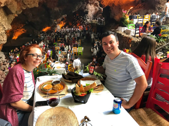 Alex and Bell at lunch in the cave restaurant