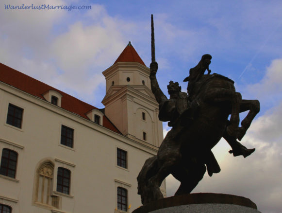 Bratislava Castle, statue of a man on a horse