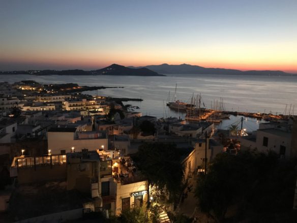 Other nearby Cyclades islands at dusk 