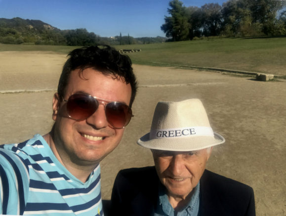 A selfie of Alex and his dad in Olympia