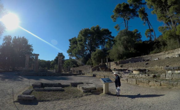 Alexs dad among the ruins in Olympia