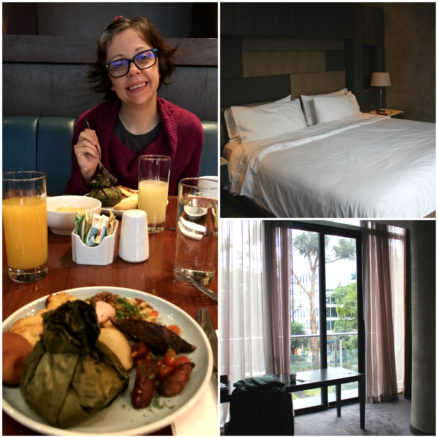 Bioxury Hotel in Bogota - room and buffet breakfast collage