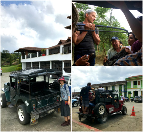 Collage of the Willie jeeps that get you around Salento