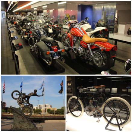 Collage of the Harley Davidson Museum in Milwaukee, Wisconsin