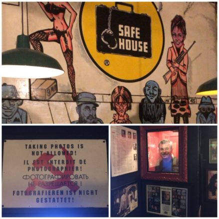 photos inside the SafeHouse spy themed restaurant in Milwaukee, including a Soviet hammer and ciccl 