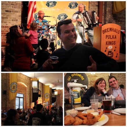 collage of photos inside Lakefront Brewery in Milwaukee, Wisconsin