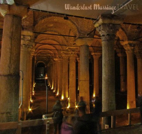 Tall columns of an underground cistern