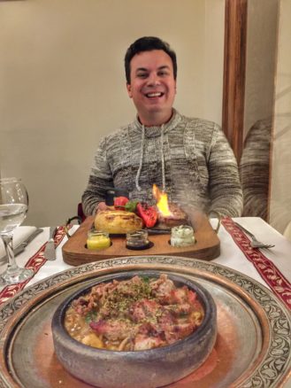 On our stopover in Istanbul, Alex enjoyed celebrating his birthday with a flaming steak