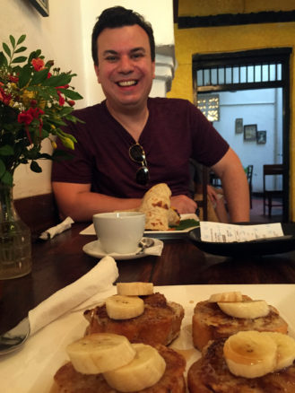 Alex and french toast sitting in Zanzibar coffee house