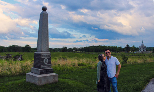 Alex and Bell at dusk on the Gettysburg battlefield