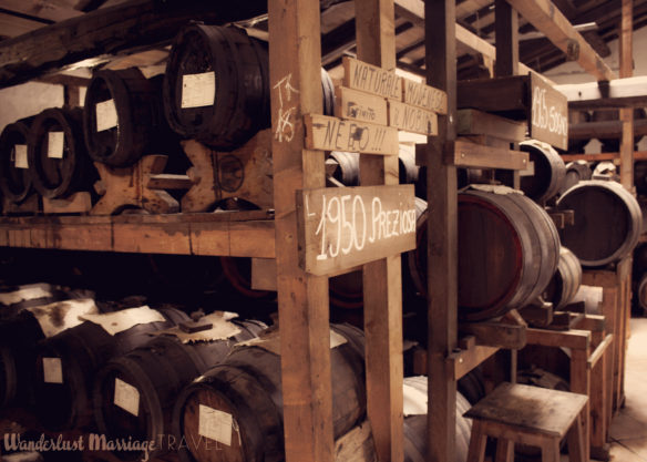 Balsamic vinegar barrels in storage