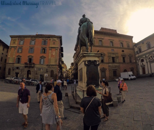 Tour group standing in a square in Florence